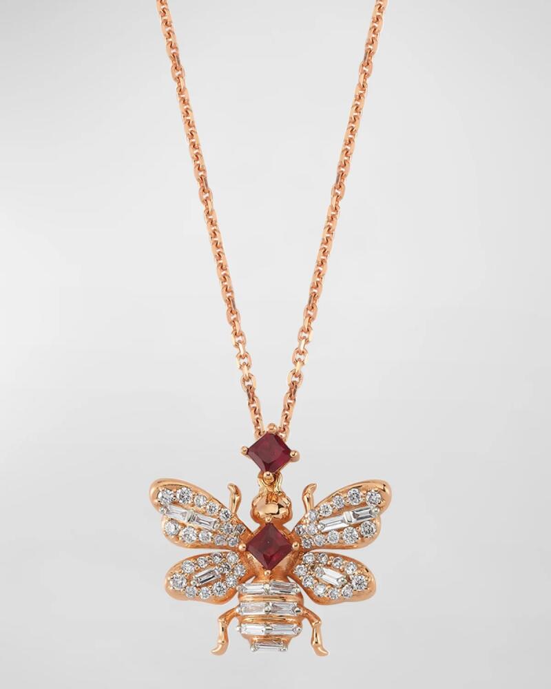 BeeGoddess 14K Diamond and Ruby Bee Necklace Cover