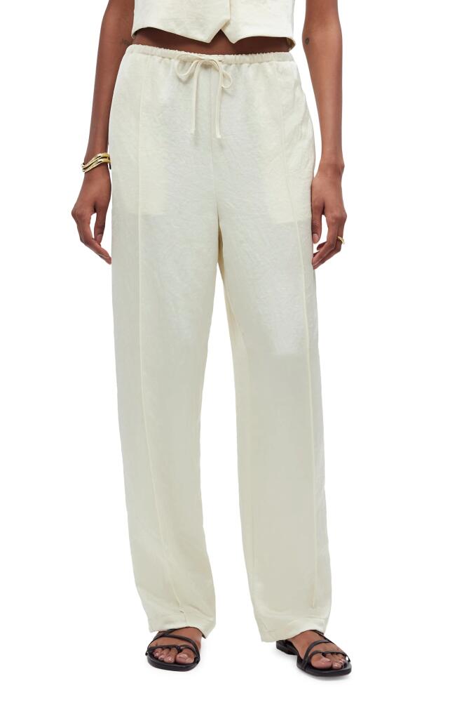 Madewell Pintuck Slim Pull-On Pants in Cake Batter Cover