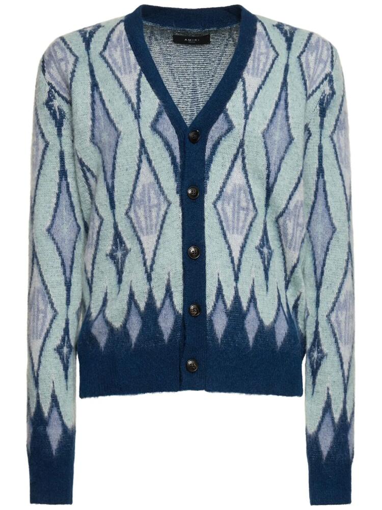 AMIRI Argyle Mohair Blend Knit Cardigan Cover