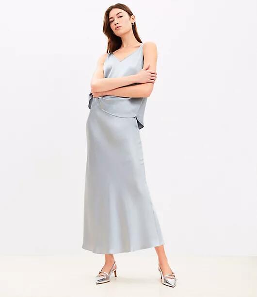 Loft Satin Bias Midi Skirt Cover