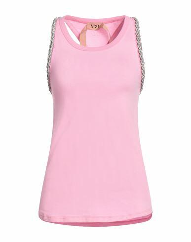 N°21 Woman Tank top Pink Cotton, Glass, Silicone Cover