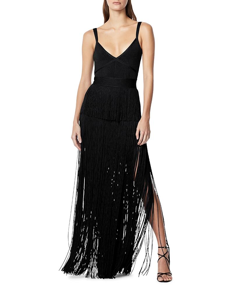 Herve Leger Strappy Ottoman Fringe Gown Cover