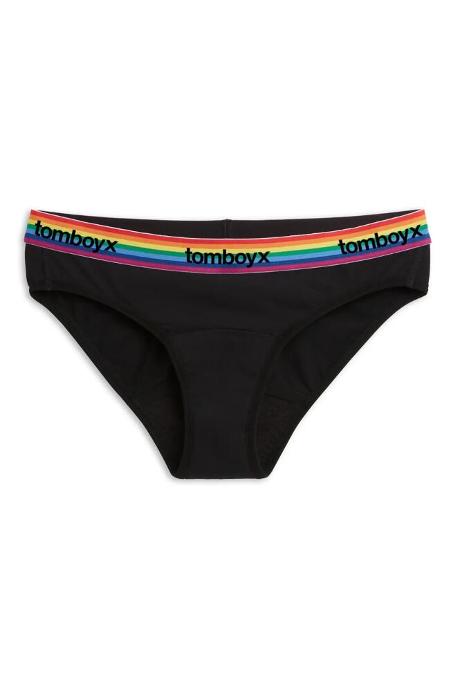 TomboyX First Line Stretch Cotton Period Bikini in Black Rainbow Logo Cover