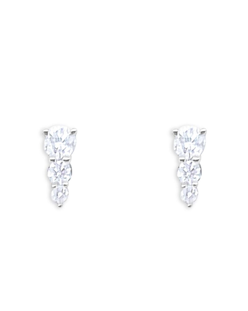 Meira T 14K White Gold Diamond Graduated Three Stone Stud Earrings Cover