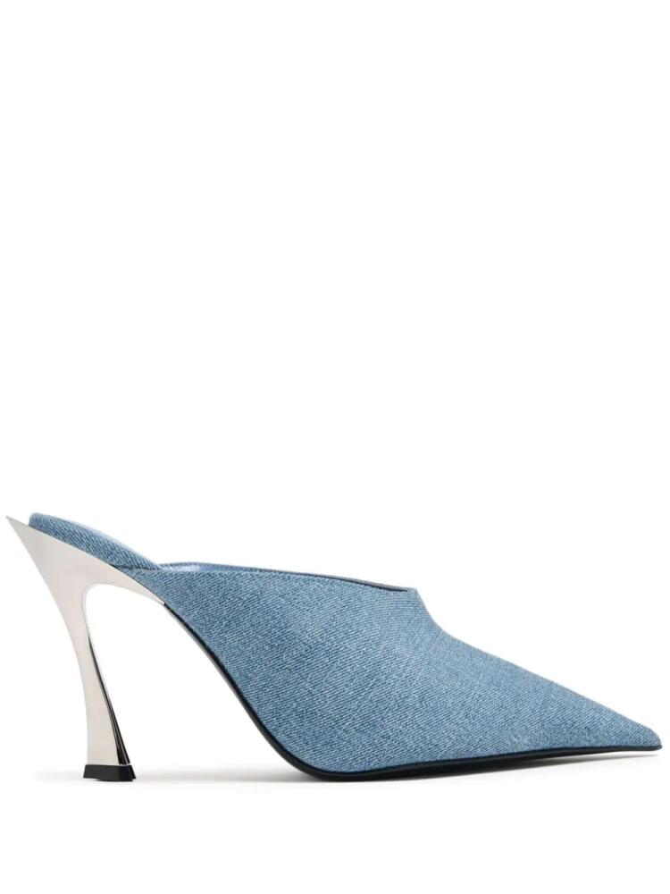 Mugler denim pointed toe mules - Blue Cover