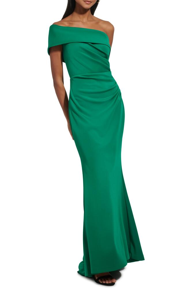 Eliza J Off the Shoulder Fit & Flare Gown in Green Cover