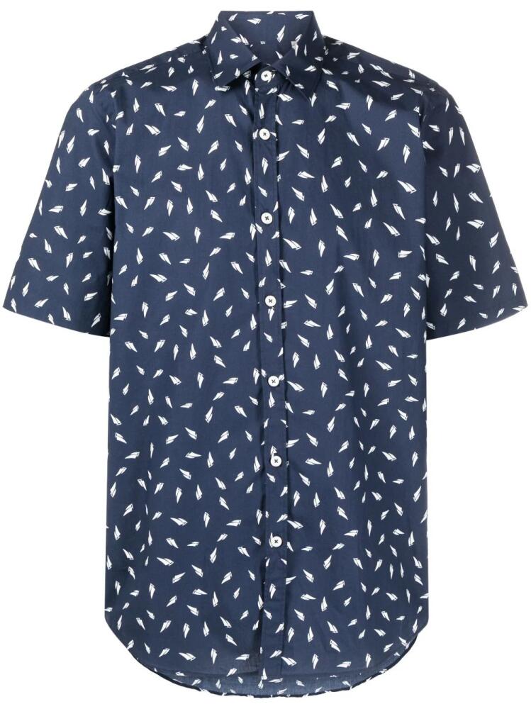 Canali pattern-print cotton shirt - Blue Cover