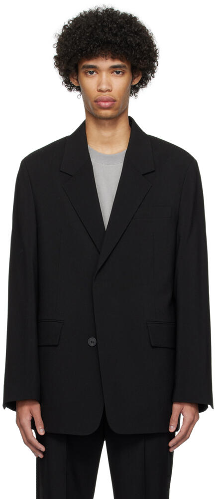 Solid Homme Black Concealed Button Blazer Cover