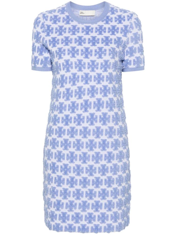 Tory Burch Double T-monogram bouclé dress - Blue Cover