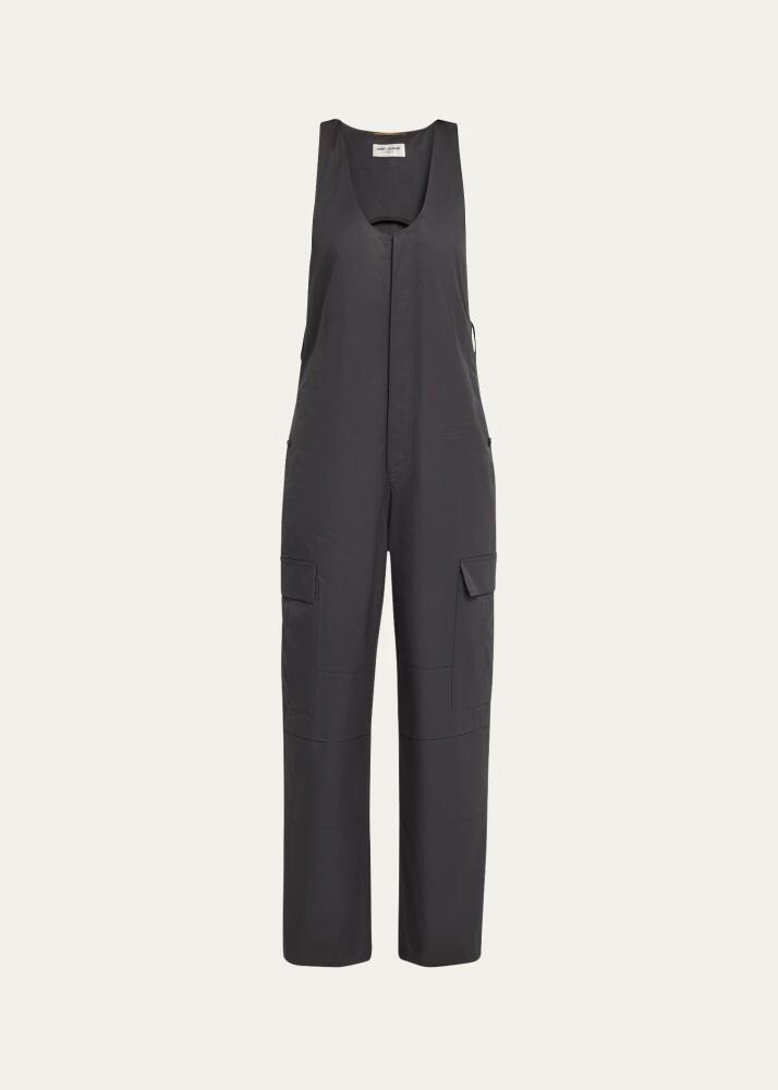 Saint Laurent Scoop-Neck Cargo Pocket Jumpsuit Cover