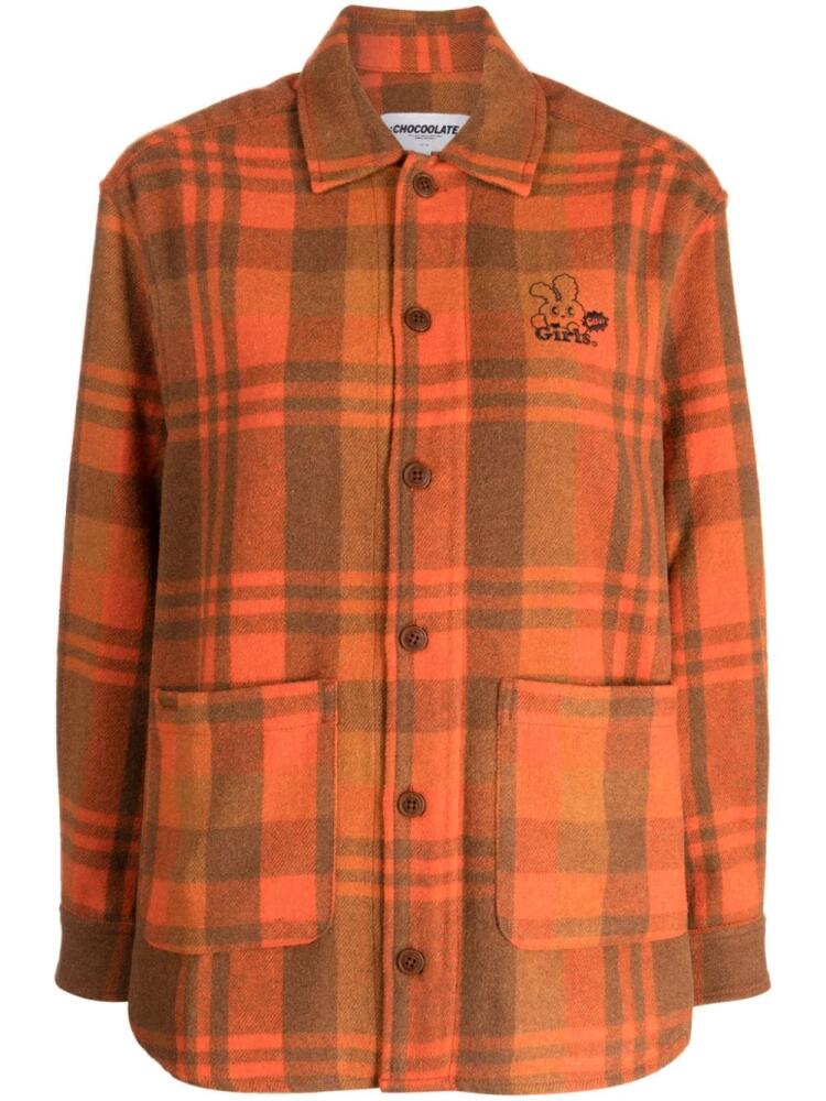 CHOCOOLATE plaid-check flannel shirt - Orange Cover