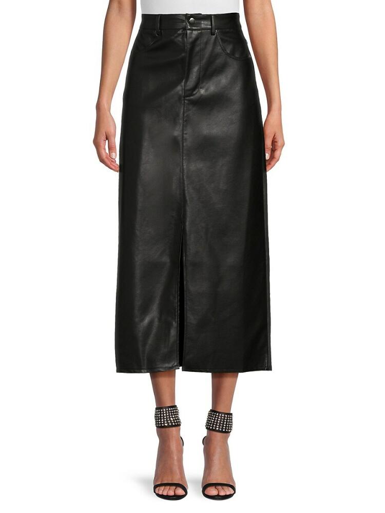 Lea & Viola Women's Faux Leather Maxi Skirt - Black Cover