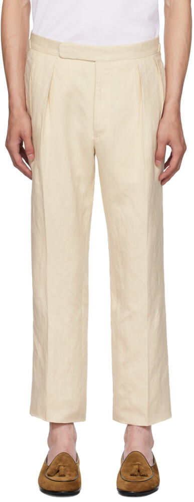 Ralph Lauren Purple Label Beige Pleated Trousers Cover