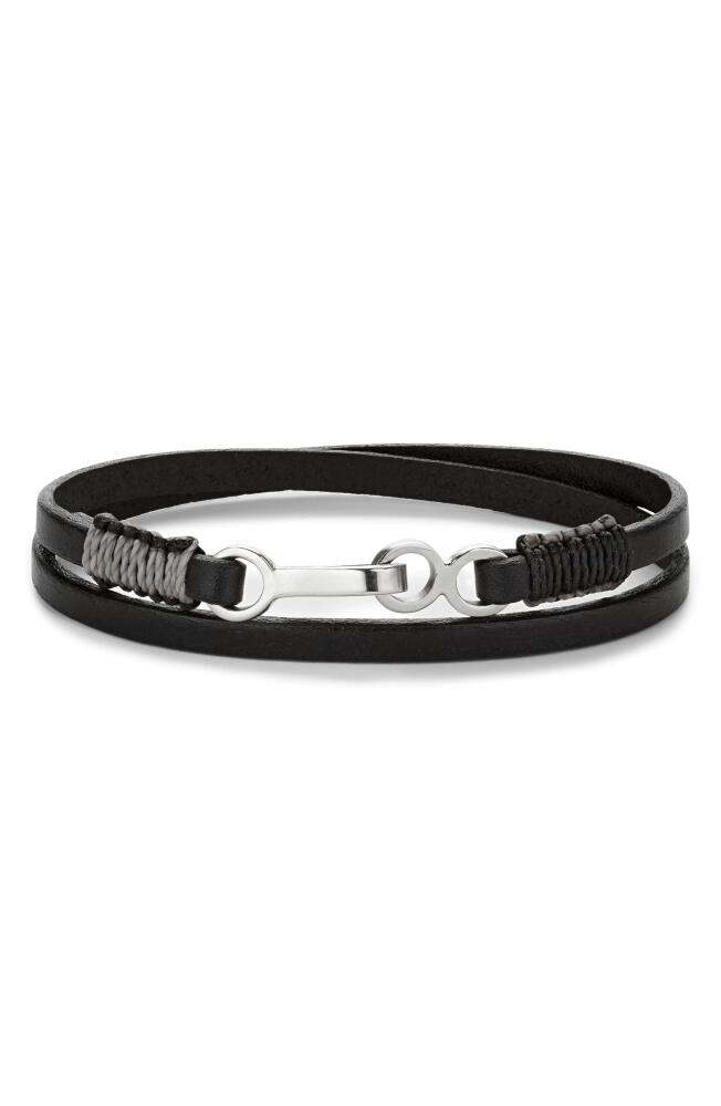 Caputo & Co. Men's Leather Cord Wrap Bracelet in Black Cover