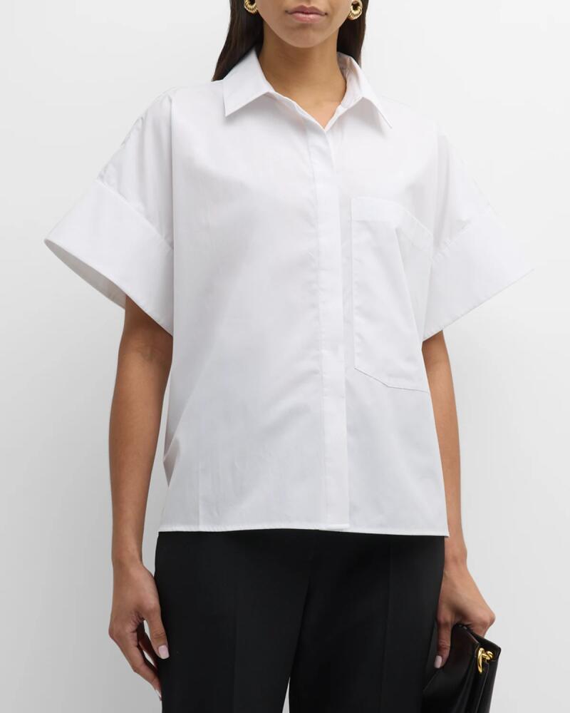 Boxy Short-Sleeve Collared Shirt Cover