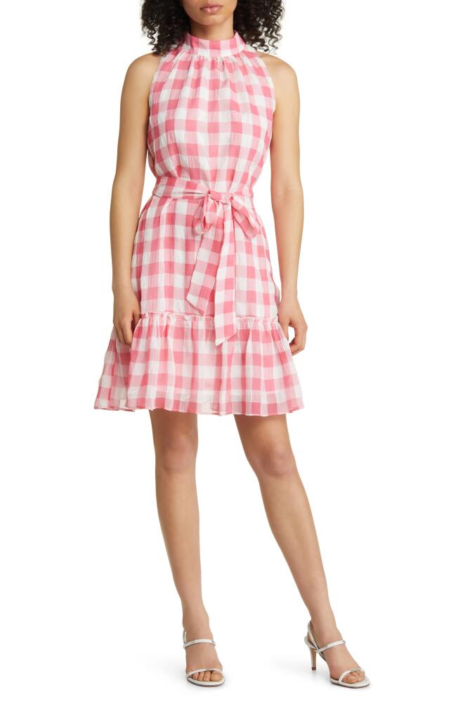 Sam Edelman Picnic Check A-Line Minidress in White/Pink Cover