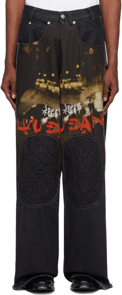 LU'U DAN Black Knee Patch Jeans Cover