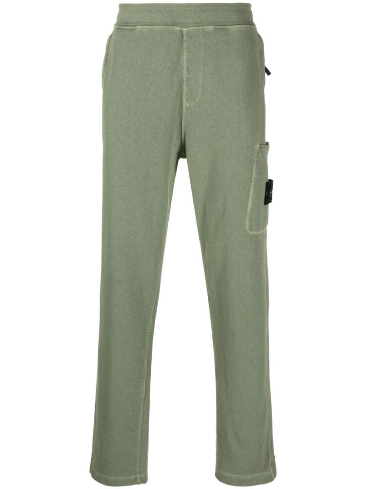 Stone Island Compass-patch fleece track pants - Green Cover