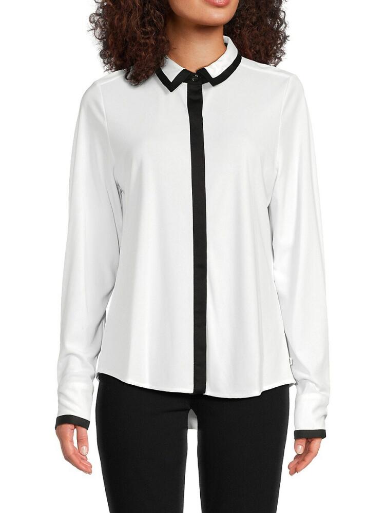 Karl Lagerfeld Paris Women's Contrast Collar Shirt - Soft White Cover