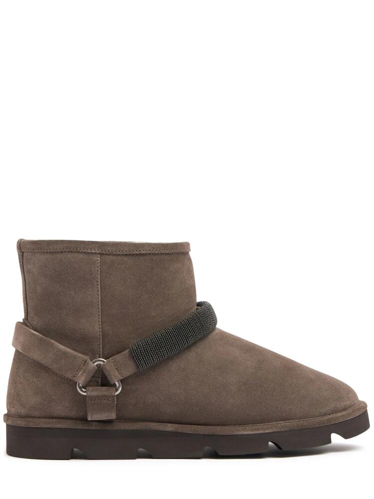 BRUNELLO CUCINELLI 20mm Suede & Shearling Ankle Boots Cover