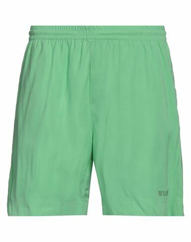 Msgm Man Shorts & Bermuda Shorts Green Viscose, Polyester Cover