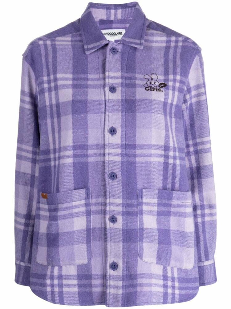 CHOCOOLATE plaid-check flannel shirt - Purple Cover