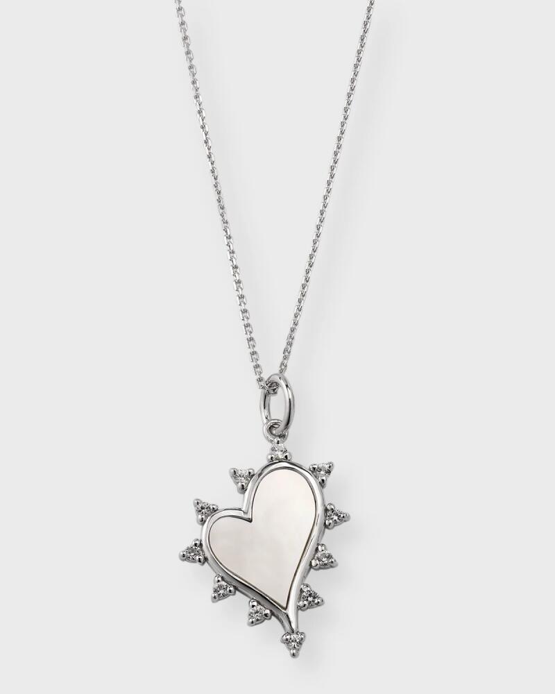 Monica Rich Kosann Sterling Silver Mother of Pearl Heart Necklace Cover