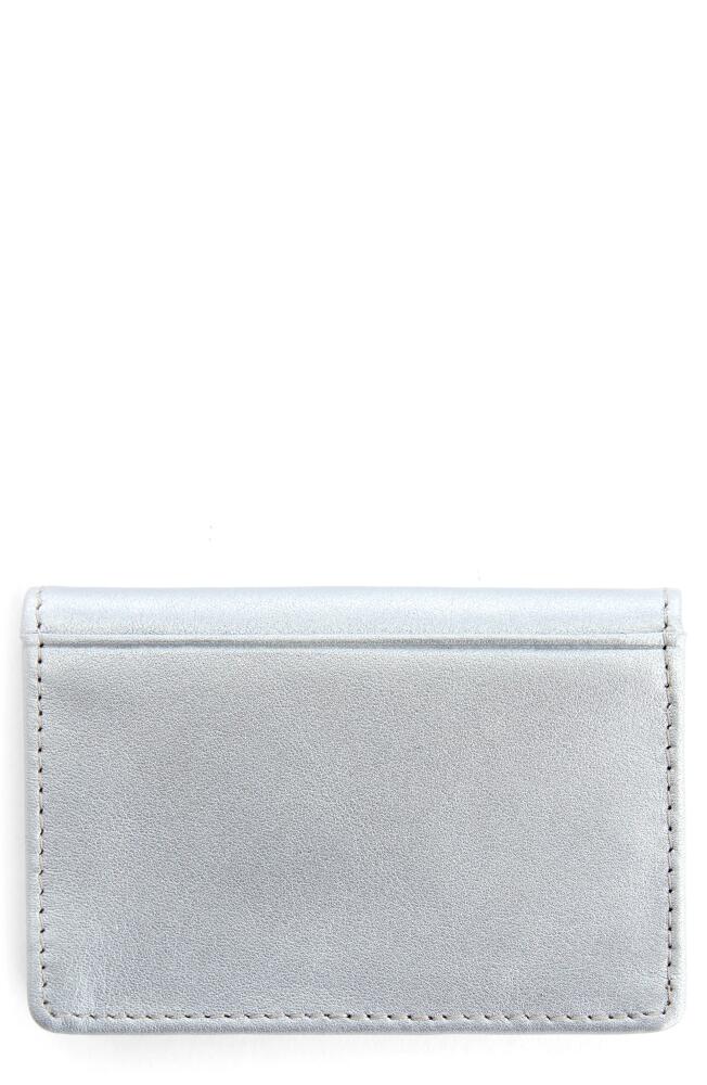 ROYCE New York Leather Card Case in Silver- Deboss Cover