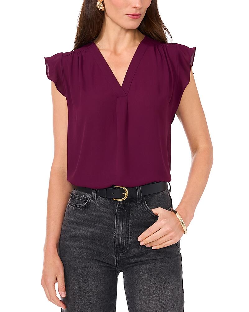 Vince Camuto V Neck Flutter Sleeve Top Cover