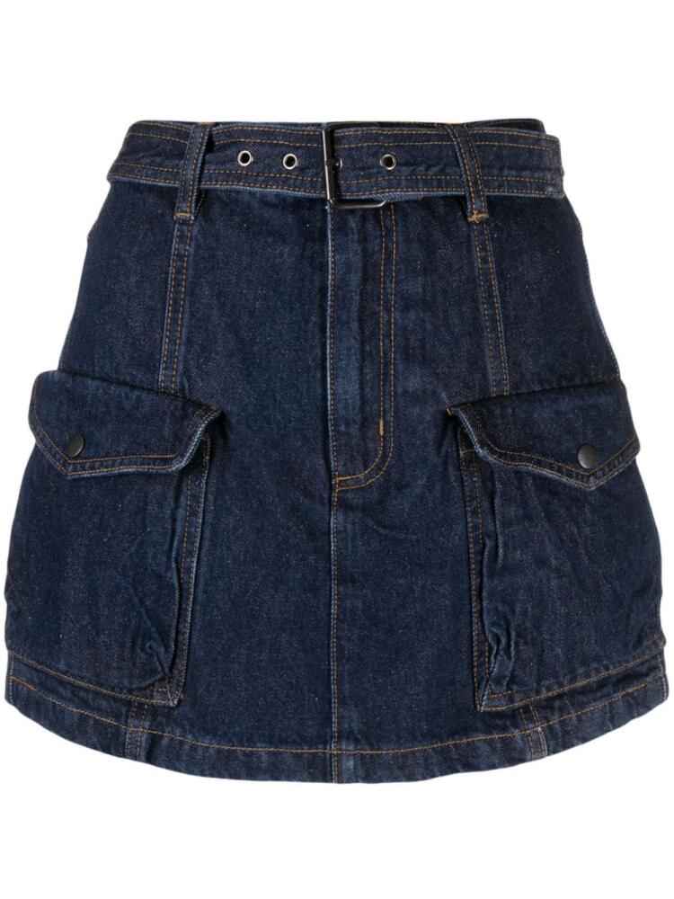 izzue high-waisted belt shorts - Blue Cover