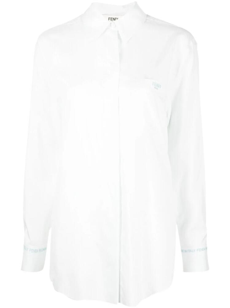 FENDI logo-embroidered striped shirt - White Cover