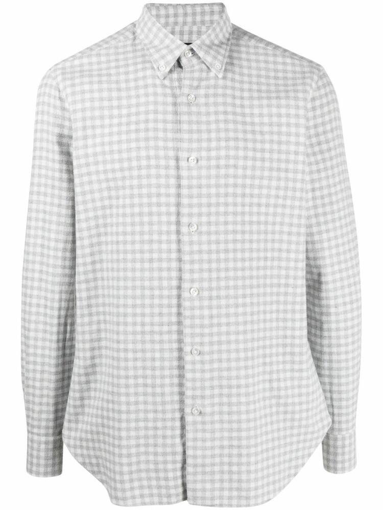 Barba gingham-check button-down shirt - Grey Cover