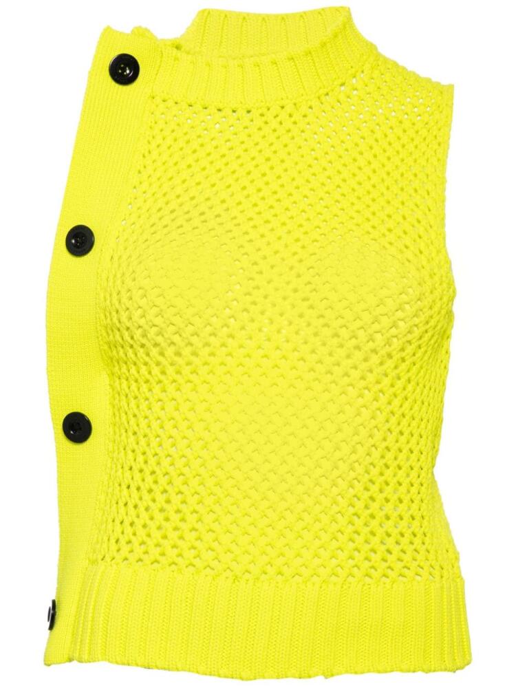 sacai asymmetric crochet-knit tank top - Yellow Cover