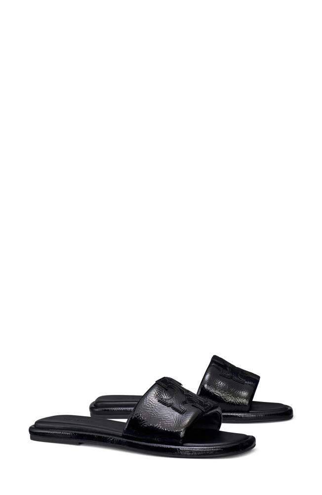 Tory Burch Double-T Leather Sport Slide Sandal in Perfect Black Cover