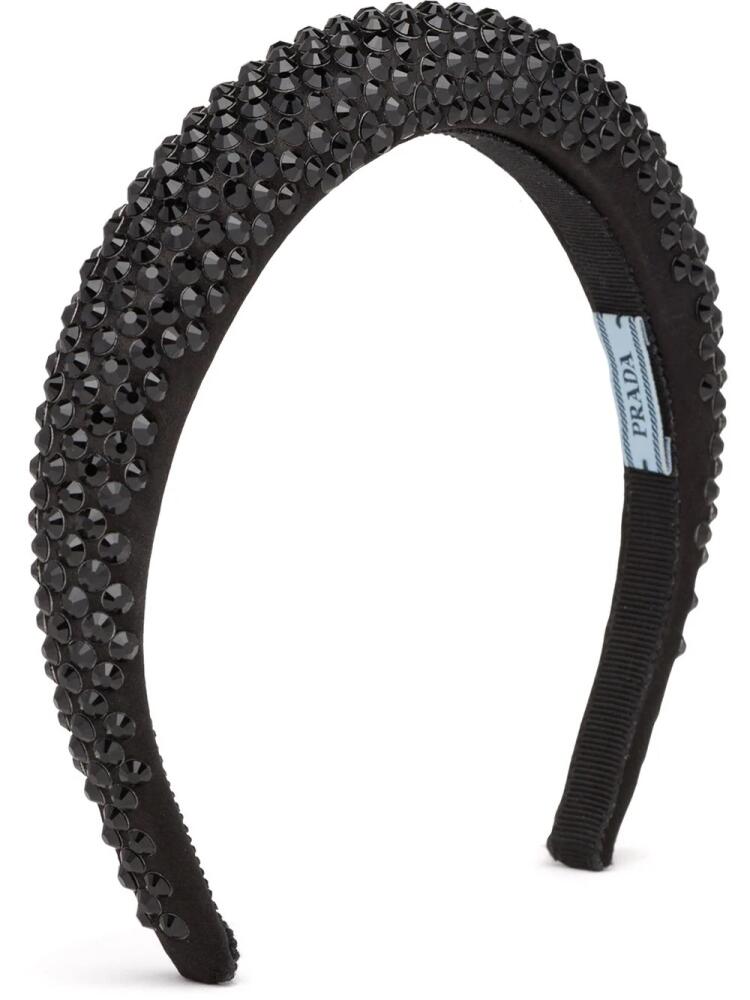 Prada crystal-embellished satin headband - Black Cover