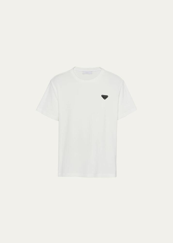 Prada Men's Terry T-Shirt with Triangle Logo Cover