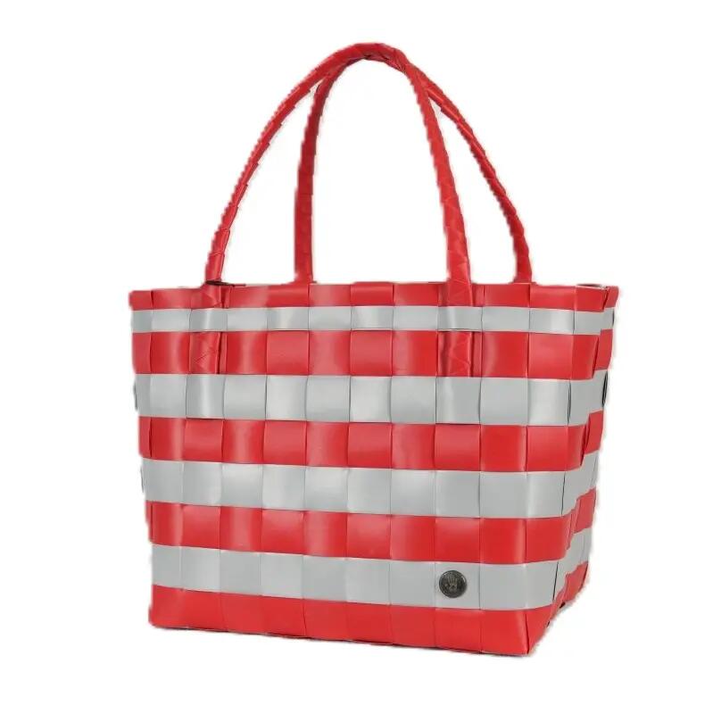 Handed By Paris Spirit Recycled Tote Bags in Chili Red/elephant Cover