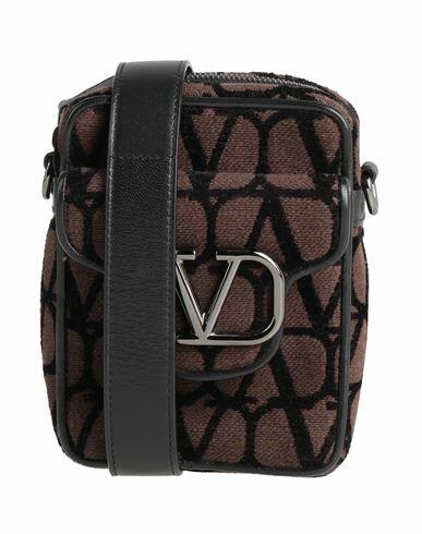 Valentino Garavani Man Cross-body bag Dark brown Leather, Textile fibers Cover