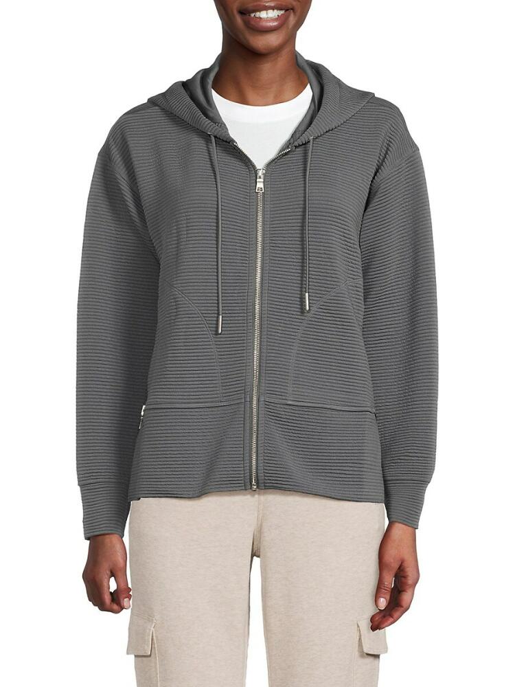 DKNY Sport Women's Ribbed Hooded Jacket - Turbulence Cover