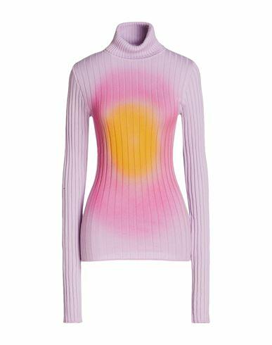 8 By Yoox Organic Cotton Printed Rib Knit Turtleneck Woman Turtleneck Light purple Organic cotton Cover