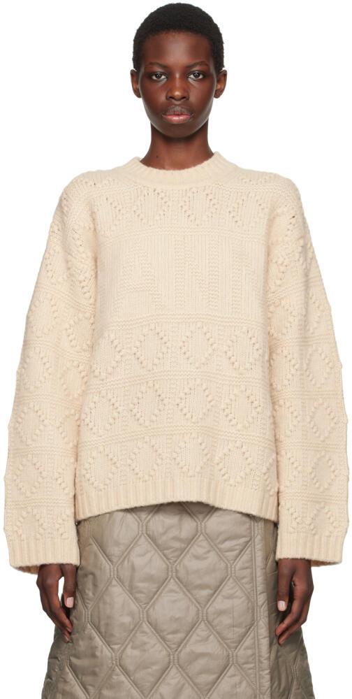 GANNI Beige Cable Knit Sweater Cover