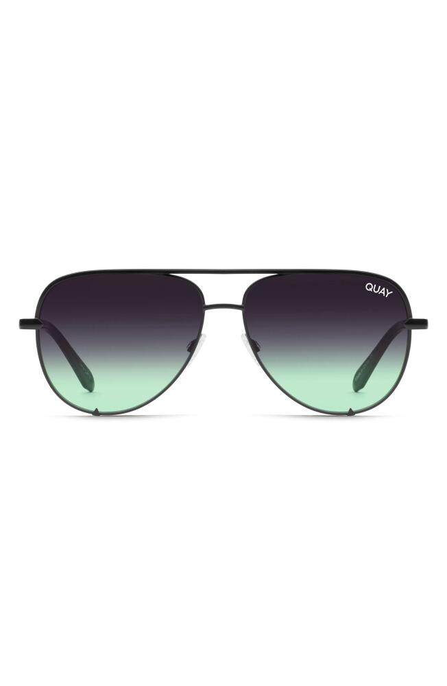 Quay Australia High Key Mini 51mm Aviator Sunglasses in Black/Black Fade Mint Cover