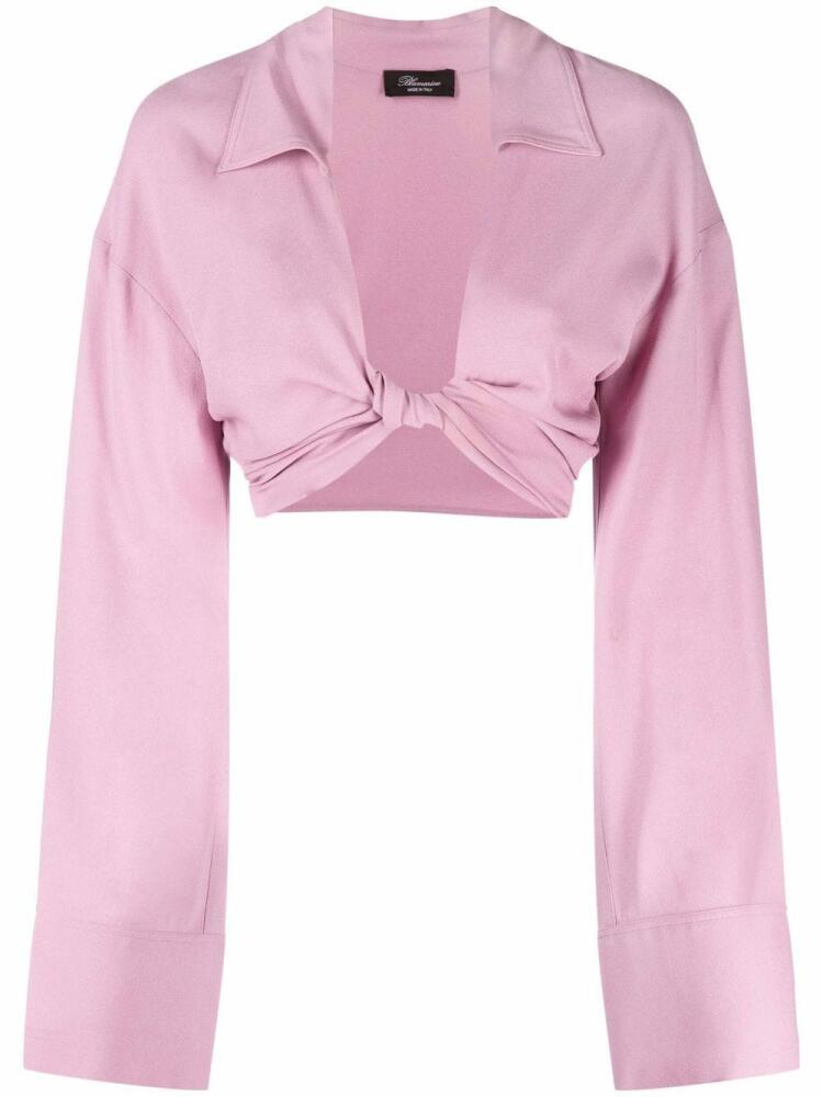 Blumarine front-knot cropped shirt - Pink Cover