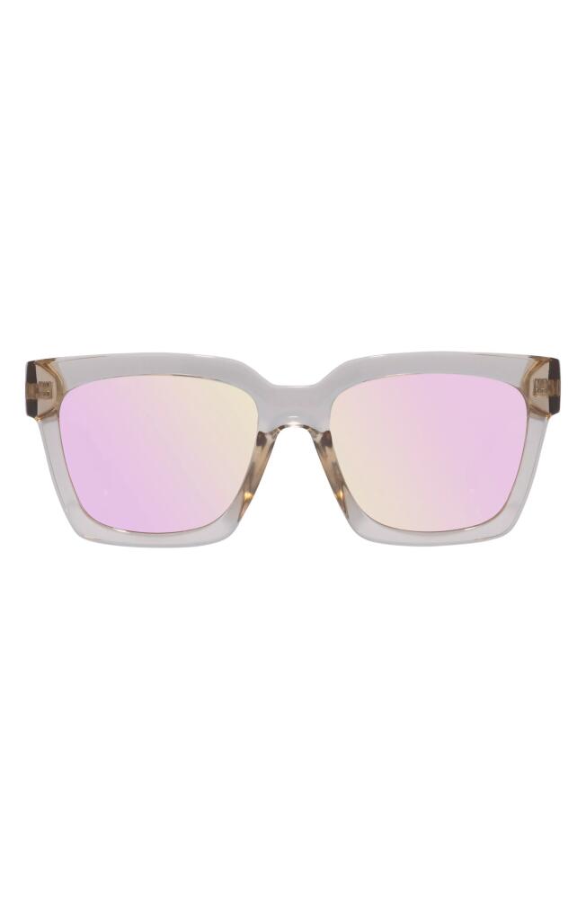 Le Specs Weekend Riot 56mm Mirrored Rectangular Sunglasses in Raw Sugar Cover