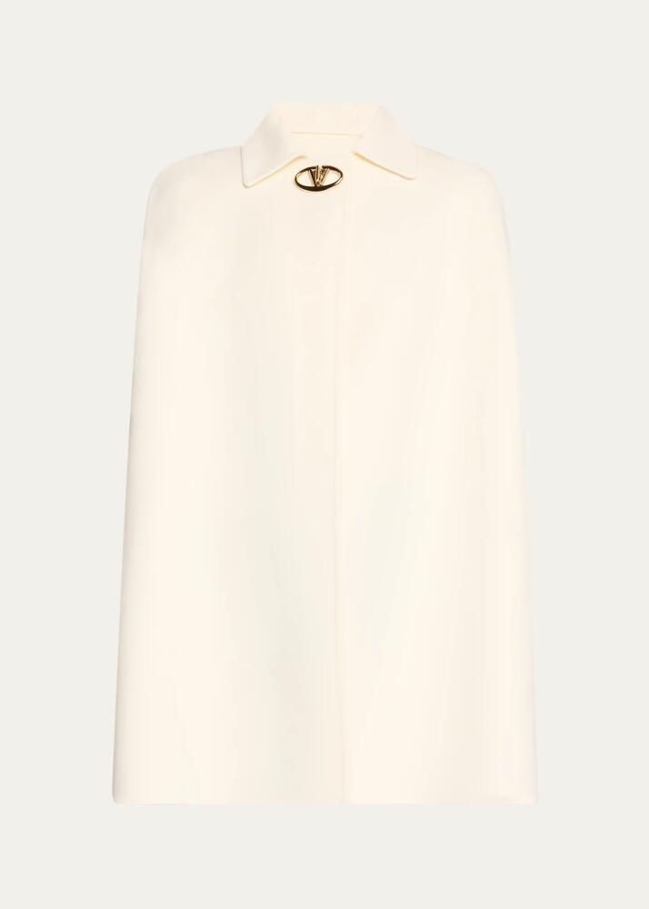 Valentino Garavani Logo Wool Cashmere Collared Cape Cover