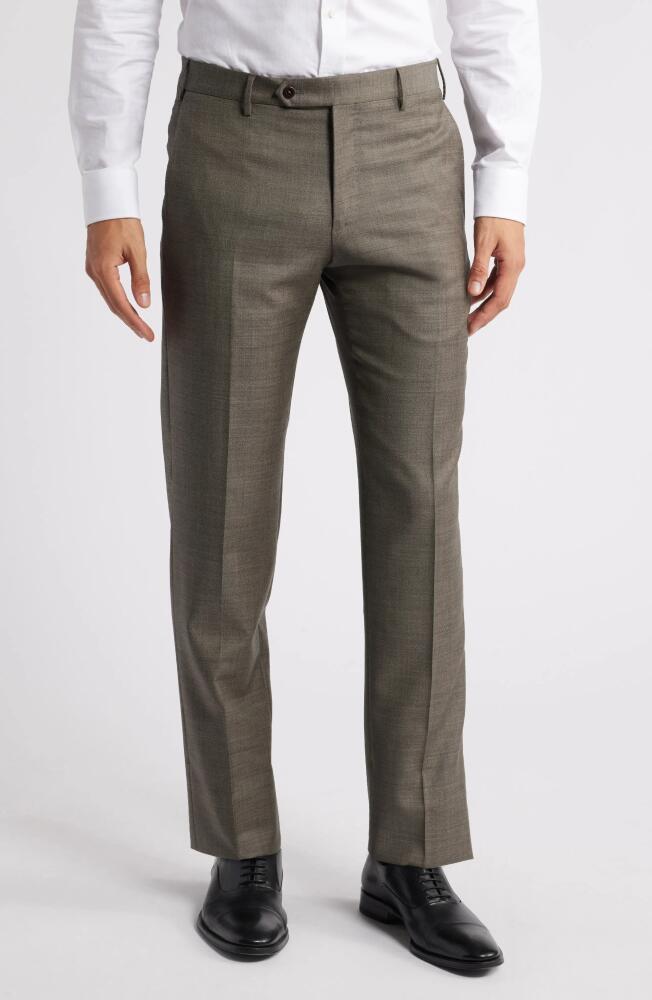 Zanella Parker Classic Wool Sharkskin Dress Pants in Tobacco Cover