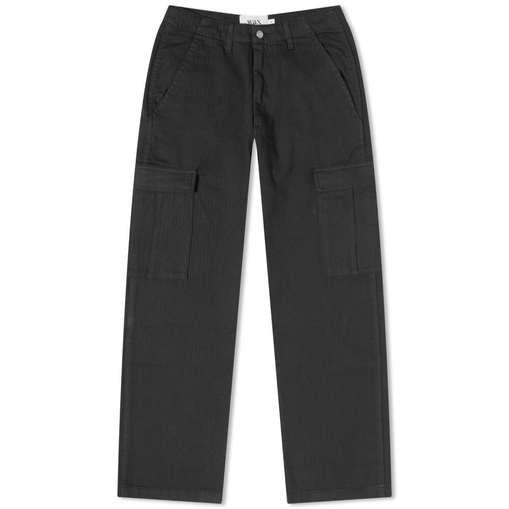 Wax London Men's Santo Herringbone Cargo Pant in Black Cover