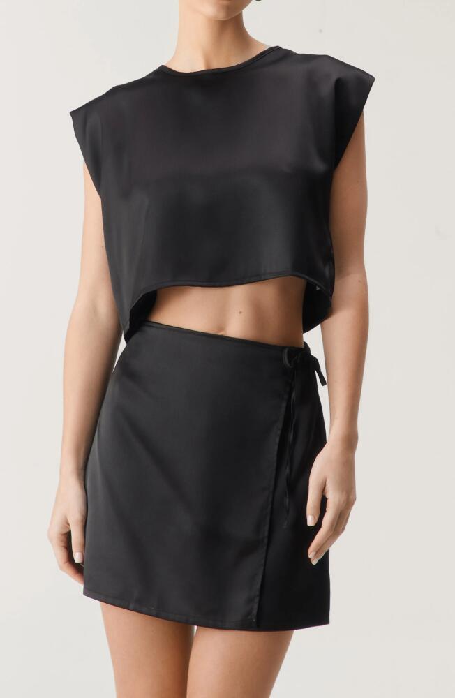 NASTY GAL Boxy Satin Crop Top in Black Cover