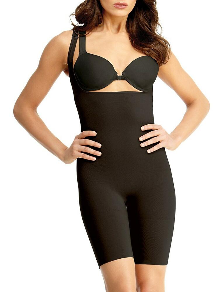 Memoi Women's Braless Bodysuit with Thigh Shaper - Black Cover