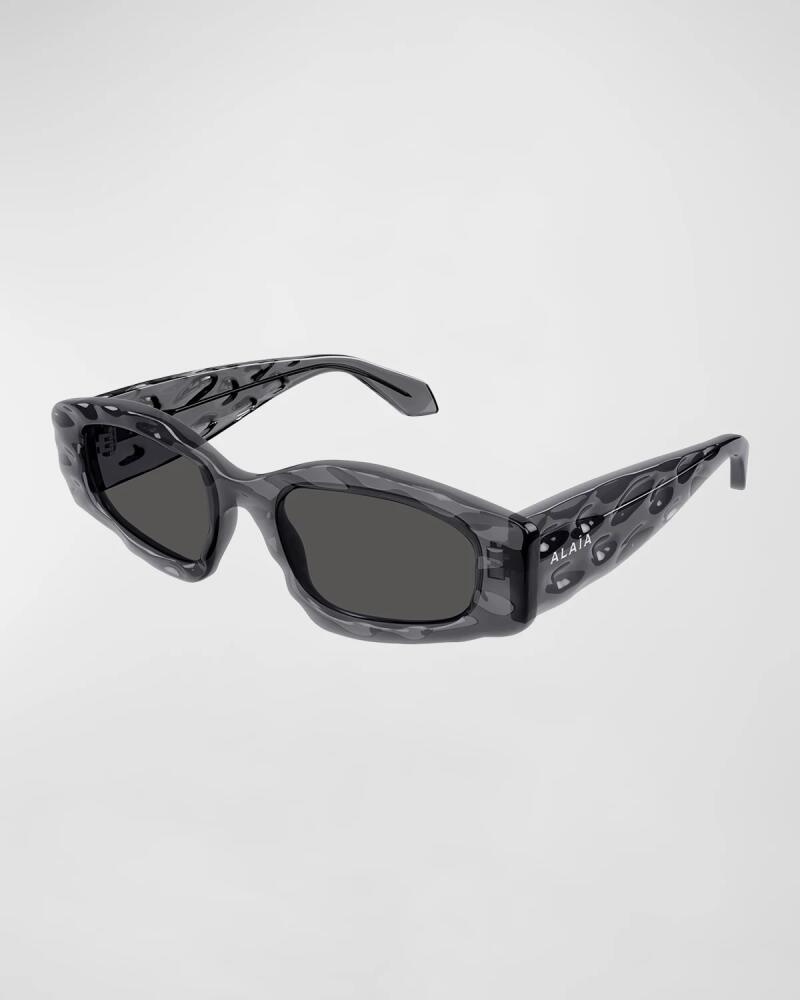 ALAIA Wavy Acetate Rectangle Sunglasses Cover